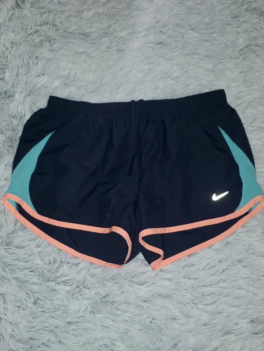 **Nike Dri-FIT Running Shorts Women’s Medium Navy Teal Coral Athletic Shorts**